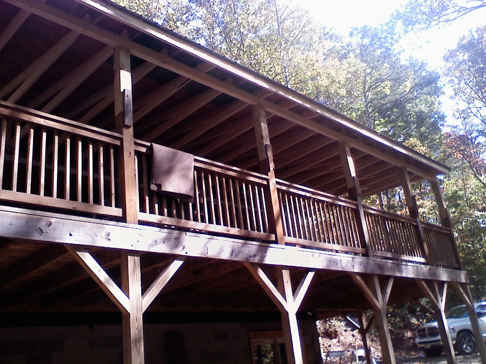 Timber framing under a new elevated porch and deck — Roof Leak Repair in Blue Creek by Roofing Brothers